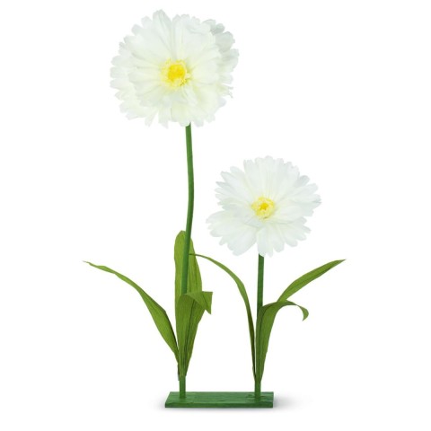 BASE CON 2 FIORI CARTA BIANCHI H.110CM.